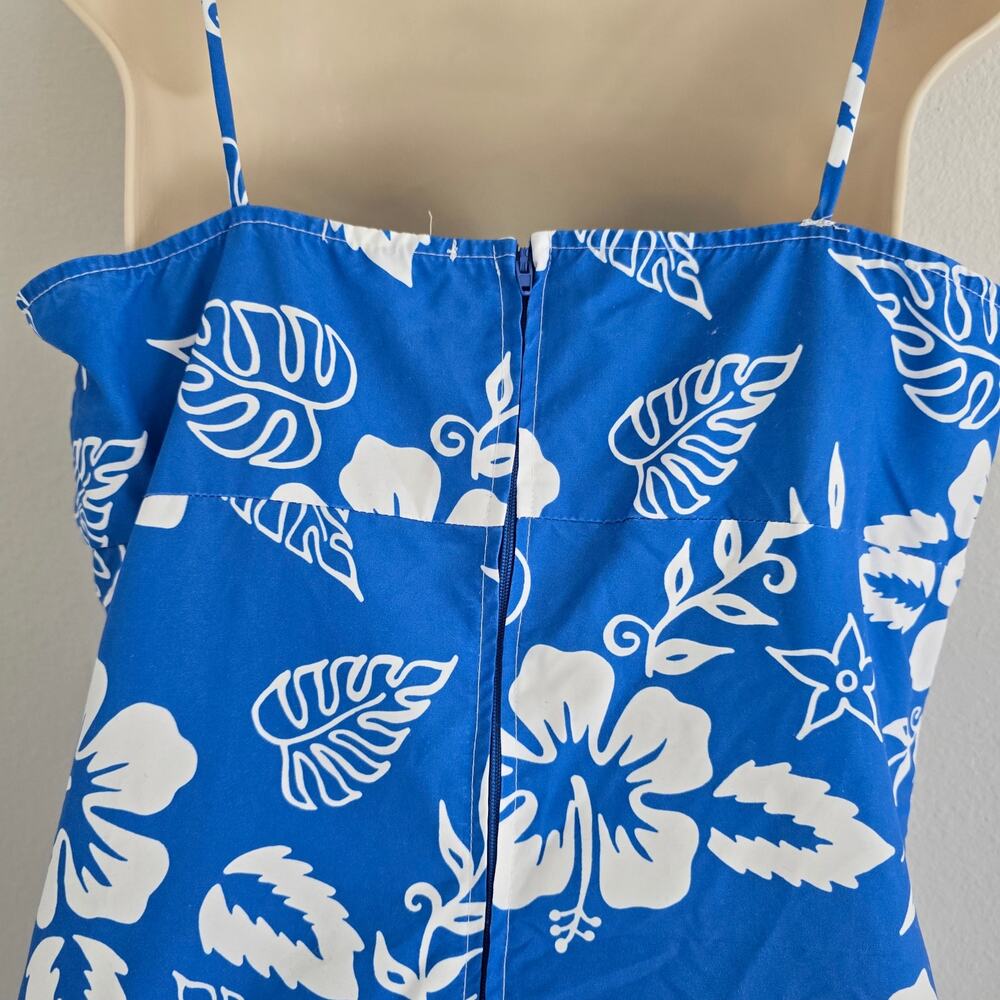 Vintage Hana 70s Surf Style Tropical Mini Slip Dress Blue Size S/M Made in USA - Picture 8 of 11